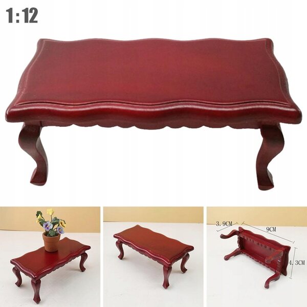 Domek dla lalek Mini Dinette Miniaturowa kawa Drewniane akcesoria Stolik Teatable