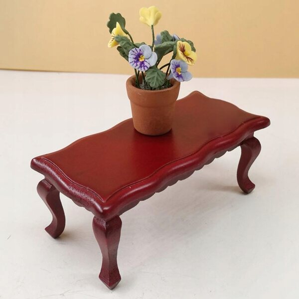 Domek dla lalek Mini Dinette Miniaturowa kawa Drewniane akcesoria Stolik Teatable