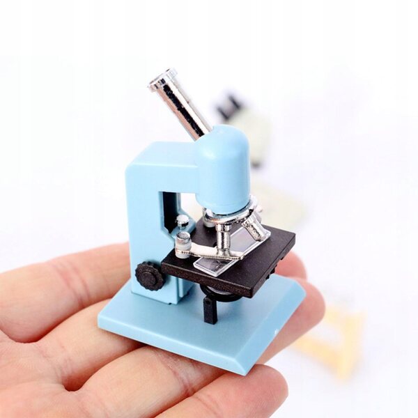 Mini microscopio decorativo per casa delle bambole 1:12, colore blu