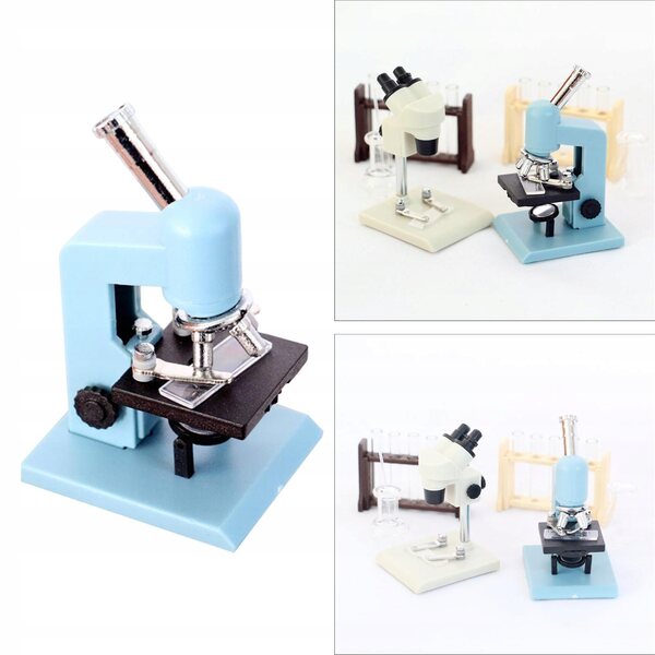 Mini microscopio decorativo per casa delle bambole 1:12, colore blu