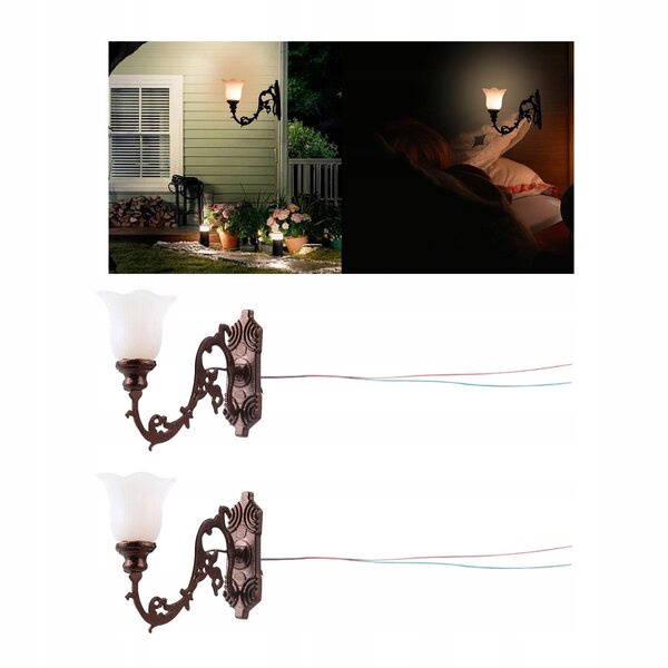 2 sztuki Street Lights Mini Lighting Scale Model 1/12 Garden style E