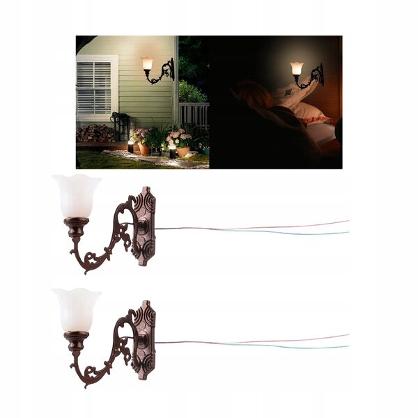 2 sztuki Street Lights Mini Lighting Scale Model 1/12 Garden style E