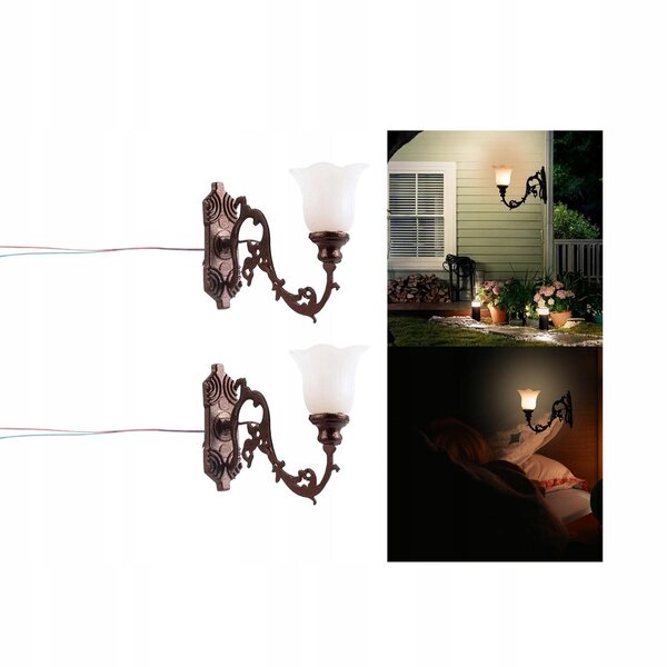 2 sztuki Street Lights Mini Lighting Scale Model 1/12 Garden style E