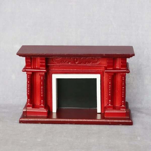 Mini roter Holzkamin für Puppenhaus im Maßstab 1:12