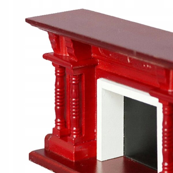Mini roter Holzkamin für Puppenhaus im Maßstab 1:12