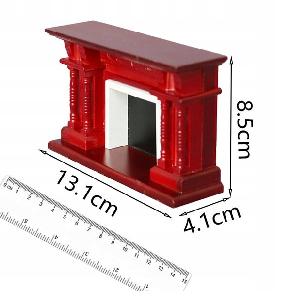 Mini roter Holzkamin für Puppenhaus im Maßstab 1:12