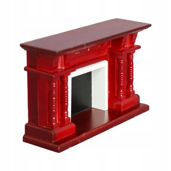 Mini roter Holzkamin für Puppenhaus im Maßstab 1:12
