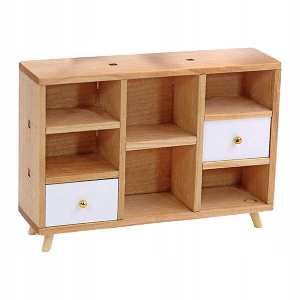 1:12 Puppenhaus-Holzmöbel-Miniatur mit 6 Fächern und 2 Schubladen