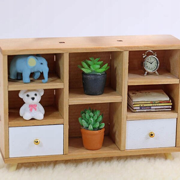 1:12 Puppenhaus-Holzmöbel-Miniatur mit 6 Fächern und 2 Schubladen