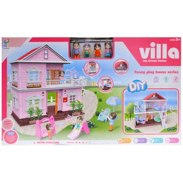 Adar Puppenhaus mit Möbeln, Lichtern und Zubehör, 35 cm, ideal für 3+ Jahre