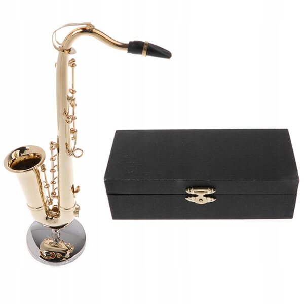 Miniatur-Saxophonmodell aus Kupfer, 14 cm, mit Ständer für Heimdekoration
