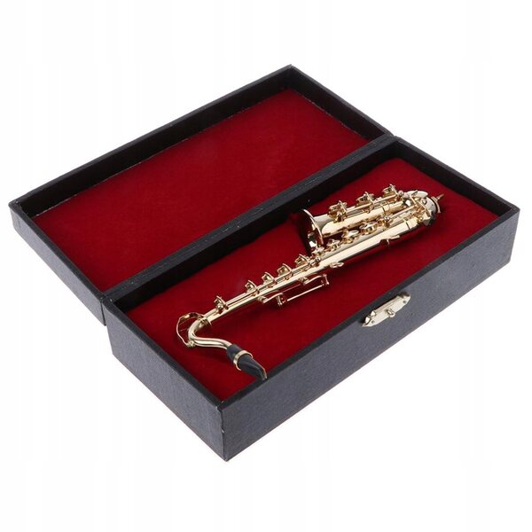 Modello miniatura saxofono in rame 14 cm con supporto decorazione casa