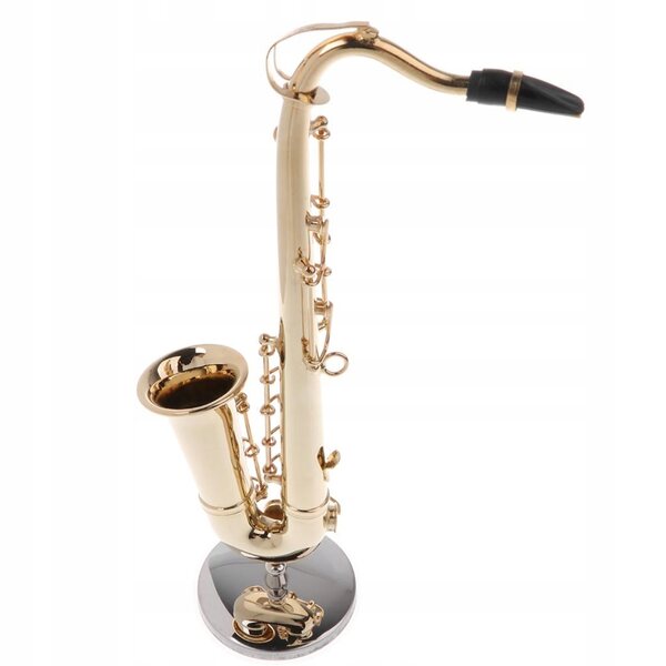 Modello miniatura saxofono in rame 14 cm con supporto decorazione casa