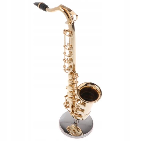 Modello miniatura saxofono in rame 14 cm con supporto decorazione casa