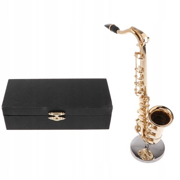 Modello miniatura saxofono in rame 14 cm con supporto decorazione casa