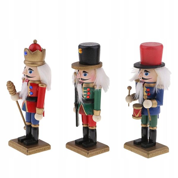 Lot de 3 casse-noix en bois 15 cm, décoration de Noël artisanale