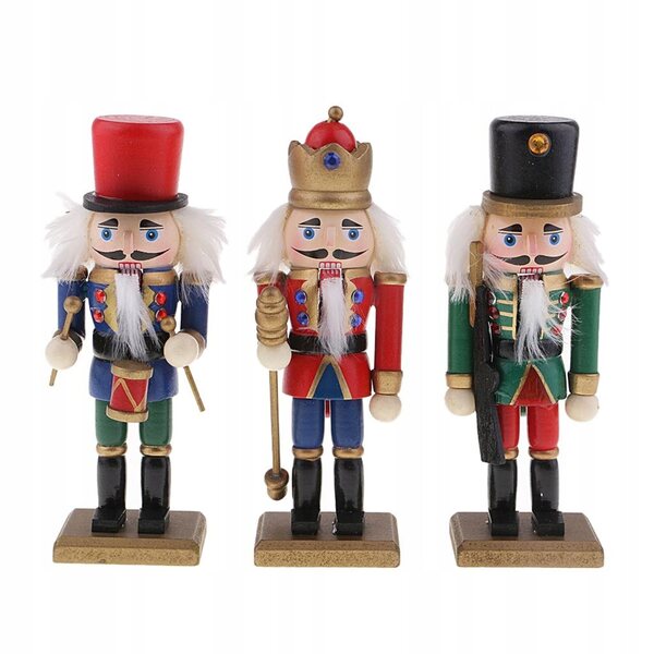 Lot de 3 casse-noix en bois 15 cm, décoration de Noël artisanale