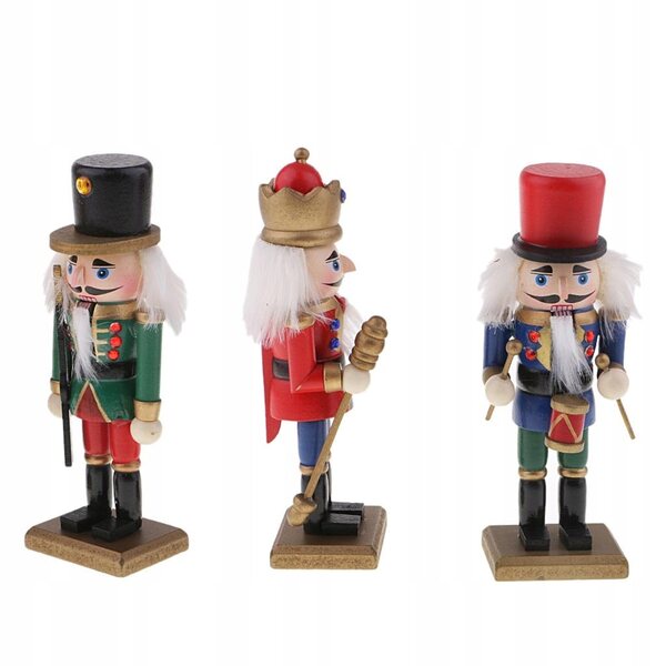 Lot de 3 casse-noix en bois 15 cm, décoration de Noël artisanale