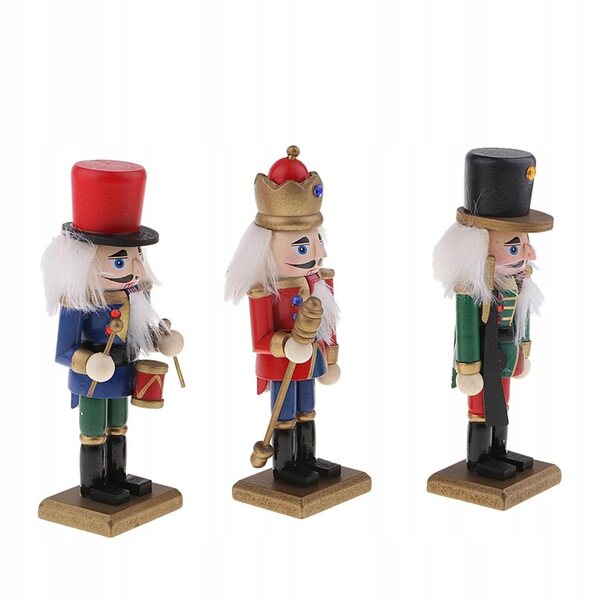 Lot de 3 casse-noix en bois 15 cm, décoration de Noël artisanale