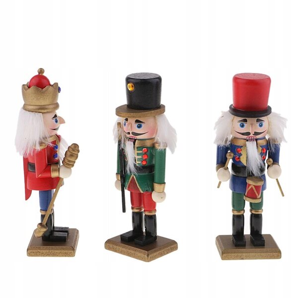 Lot de 3 casse-noix en bois 15 cm, décoration de Noël artisanale