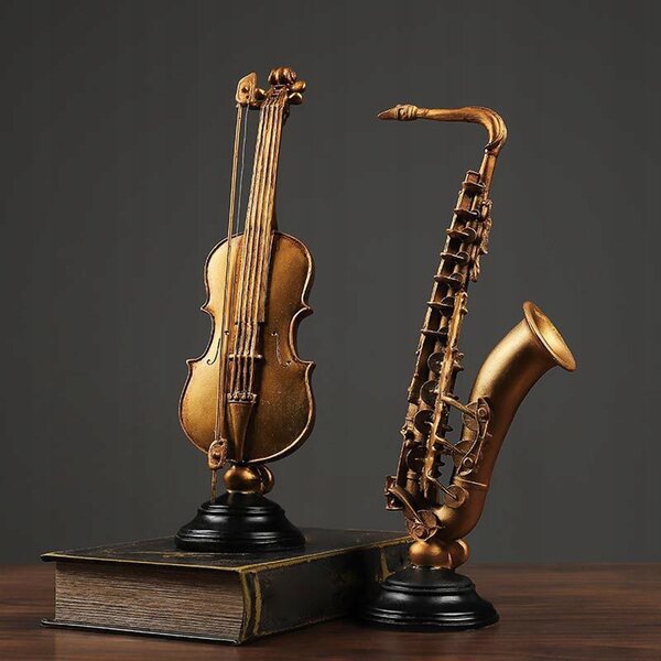 Dekorative Vintage-Statue für Heimbüro, Kunstharz, Violine