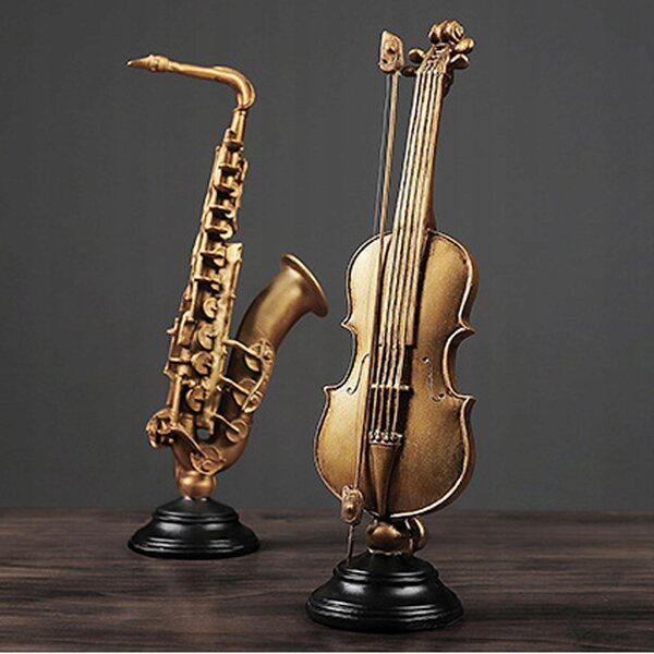 Dekorative Vintage-Statue für Heimbüro, Kunstharz, Violine