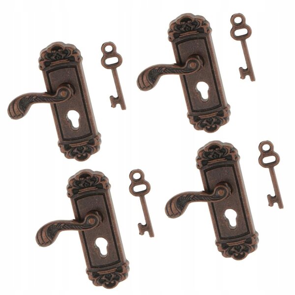 Miniaturesæt 4 ældgamle poter med nøgler til dukkehuse 1/12