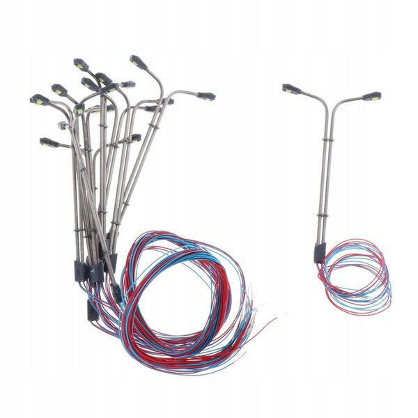 Lot de 10 lampes miniatures de chemin de fer avec LED à l'échelle 1:200, 3 V, métal