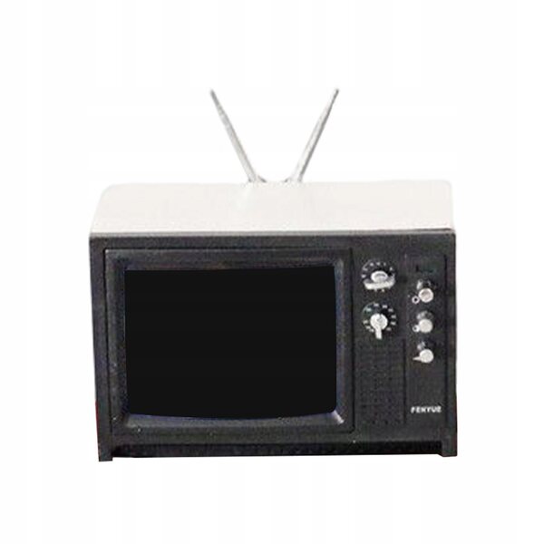 Mini telewizore retro miniatura per casa delle bambole con luce e suono