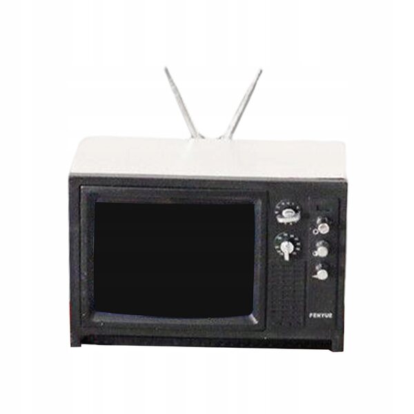 Mini telewizore retro miniatura per casa delle bambole con luce e suono