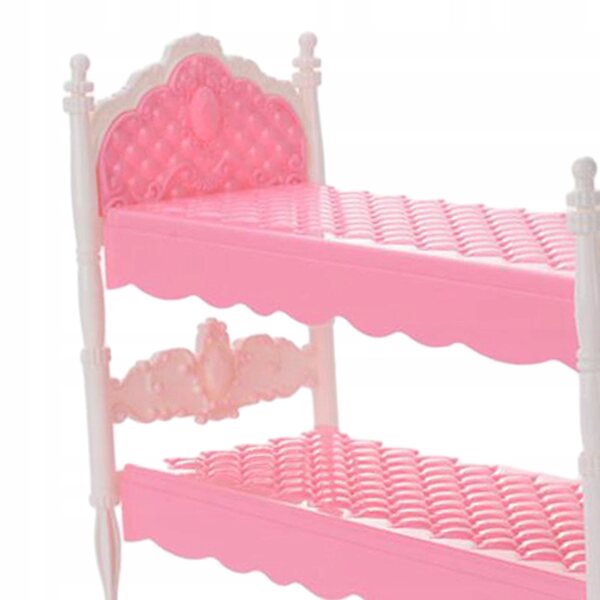 Lit superposé miniature en bois pour maison de poupée 1:12 échelle rose