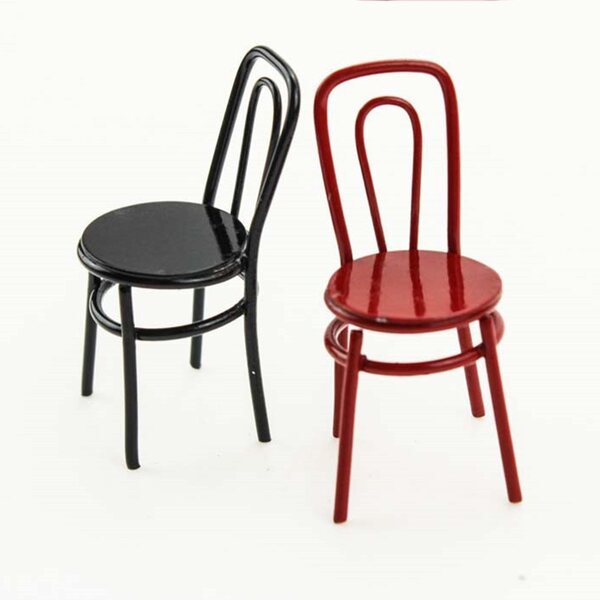 Miniatuur legering stoel voor poppenhuis 1:12 1:6 decoratief rood