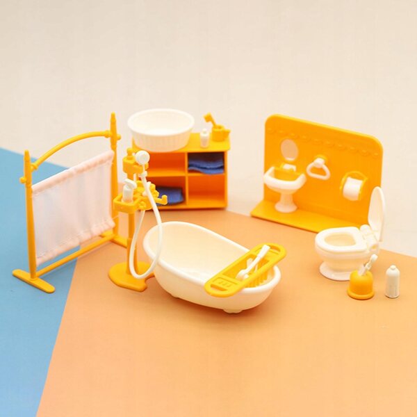 Poppenhuis badkamerminiaturen 1:12 houten decoratieve set