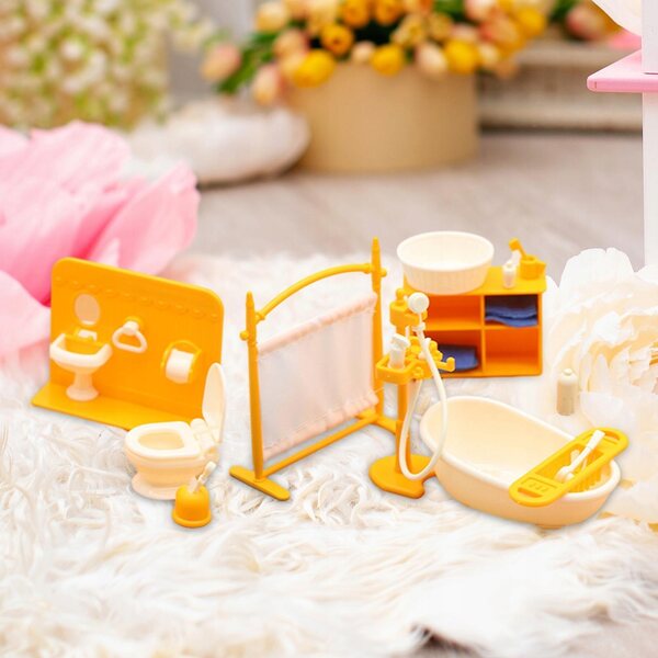 Poppenhuis badkamerminiaturen 1:12 houten decoratieve set