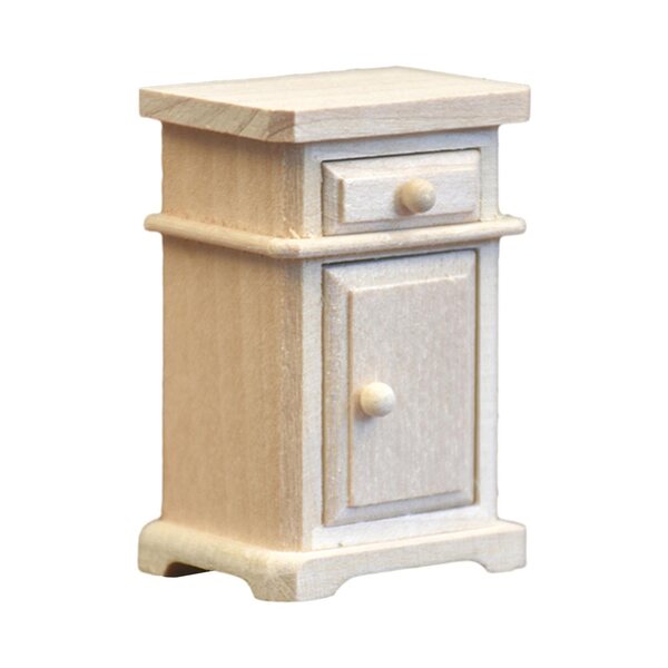 Miniatura Stolik Nocny in Legno 1:12 per Casa delle Bambole con 2 Cassetti