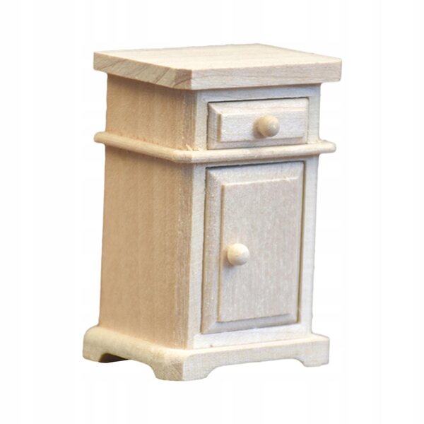 Miniatura Stolik Nocny in Legno 1:12 per Casa delle Bambole con 2 Cassetti