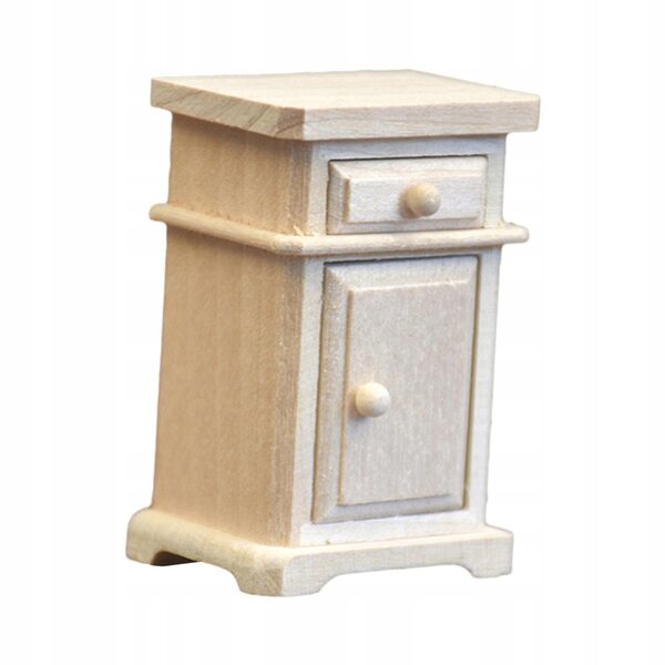 Miniatura Stolik Nocny in Legno 1:12 per Casa delle Bambole con 2 Cassetti