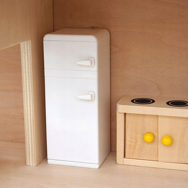 1:12 Puppenhaus, weißer Mini-Kühlschrank mit Doppeltür, aus Holz