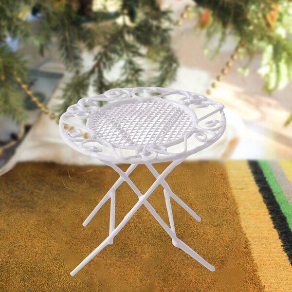 1/12 Miniatur-Eisenmöbel-Set für Puppenhaus – weißer Tisch und Stühle