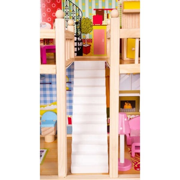 Casa delle Bambole in Legno XXL con LED e Accessori – 90 cm di Altezza