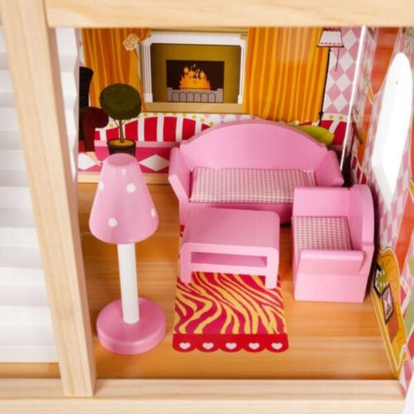 Casa delle Bambole in Legno XXL con LED e Accessori – 90 cm di Altezza