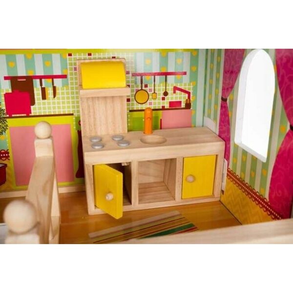 Casa delle Bambole in Legno XXL con LED e Accessori – 90 cm di Altezza