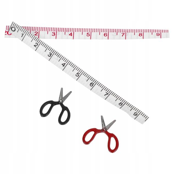 Buntes und realistisches Mini-Scheren- und Lineal-Set für Puppenhausdekorationen