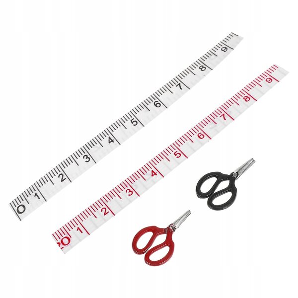 Buntes und realistisches Mini-Scheren- und Lineal-Set für Puppenhausdekorationen