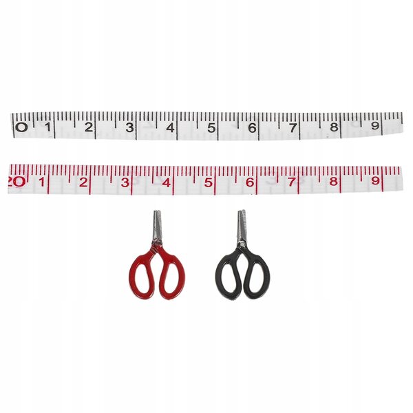 Buntes und realistisches Mini-Scheren- und Lineal-Set für Puppenhausdekorationen