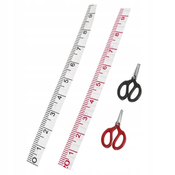 Buntes und realistisches Mini-Scheren- und Lineal-Set für Puppenhausdekorationen