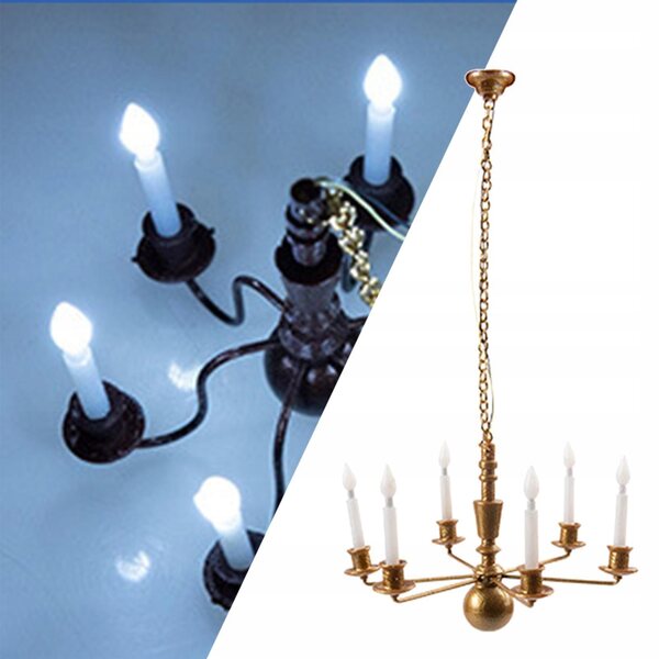 Lampada Sospesa Miniatura Metallica Retro 14,5 cm con Luci Bianche Scala 1:87
