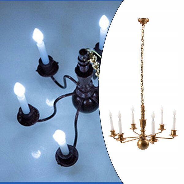 Lampada Sospesa Miniatura Metallica Retro 14,5 cm con Luci Bianche Scala 1:87