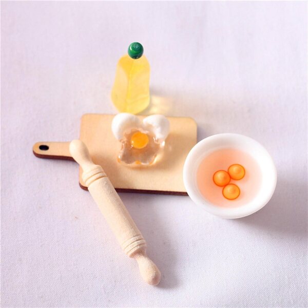 Set 9 pezzi miniatura per dolci da cucina in legno e resina per casa delle bambole
