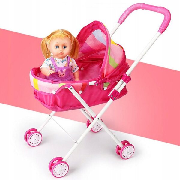 Mini Passeggino Pieghevole per Bambole Neonato in ABS Sicuro e Leggero